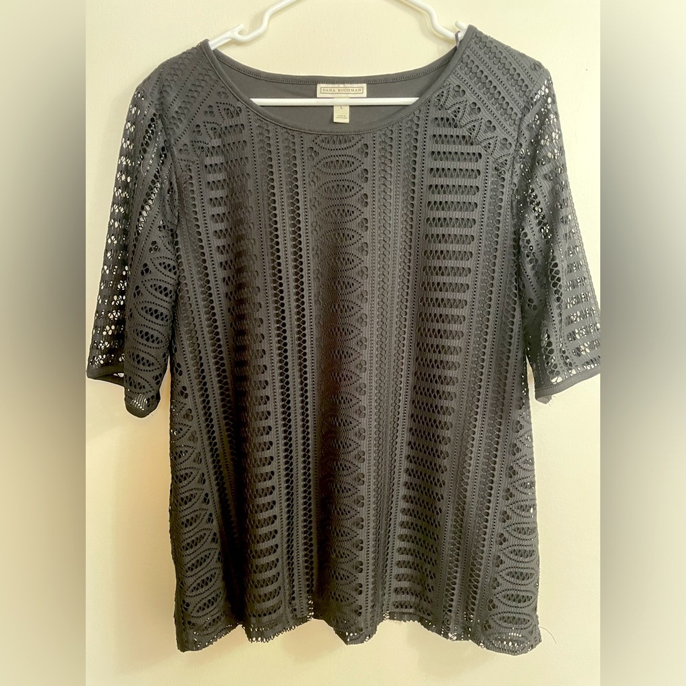 Dana Buchman Black Lace Women's Top Large